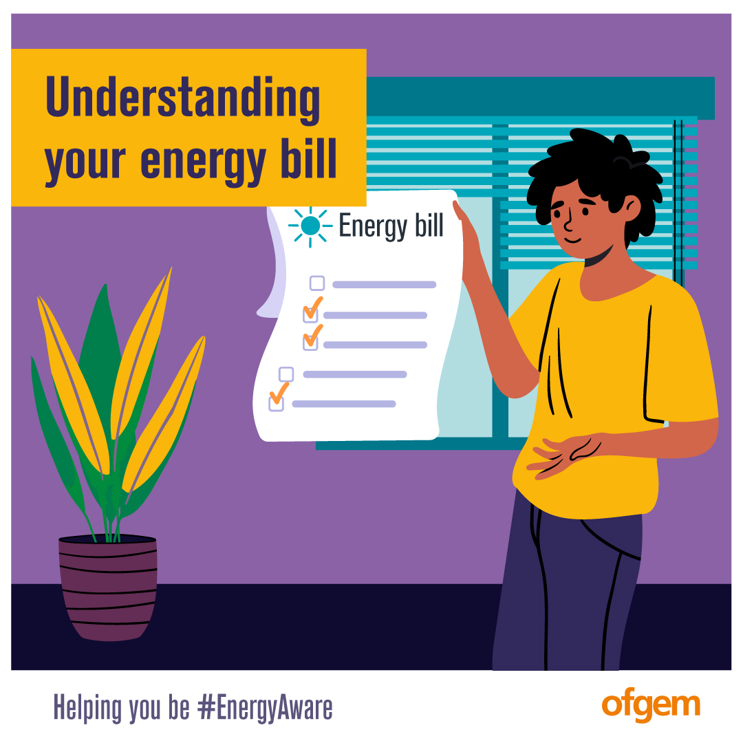 ofgem's tweet photo. ⚡Stay Informed and be #EnergyAware.
Checking your energy bill is crucial for accuracy and control.
Incorrect details can lead to billing errors📝
If you suspect incorrect charges, contact your supplier.
For more info on how to understand your bill⬇️
https://t.co/WS2e2w9ESJ https://t.co/3sjA0GkYoZ