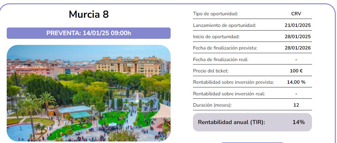 Inversor00's tweet photo. Lunes 14 preventa #Murcia 8 a través de #Hausera #crowdlending #inmobiliario 
Tipo Residencial
Zona: Molina de Segura
Tipo interés 14% 
Duración: 12 m
Comisión Hausera a éxito

Código amigo: https://t.co/MdMYtdF4Xv

P.D No es recomendación
Te cuento más sobre esta operación
🧵 https://t.co/7mYpWPjqx7