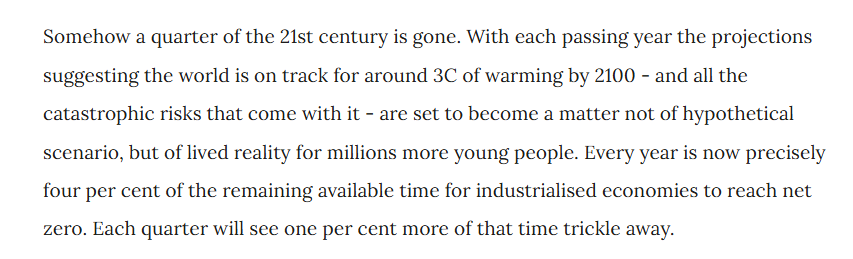 The start of 2025 means it is precisely 25 years until net zero targets in the UK, EU, US, etc fall due. Every quarter now represents one per cent of the available time to fully decarbonise industrialised economies. Happy New Year! businessgreen.com/news/4392880/h…