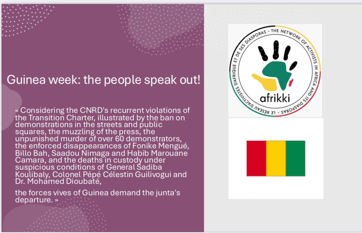 Guinea week: people speak out. 

The Forces Vives de Guinée (FVG) demand the immediate departure of the junta in power since the 2021 coup.