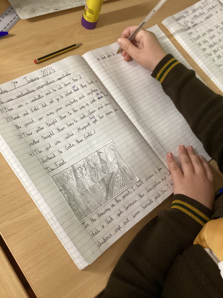In English today, we were given a setting description from the story of Hansel and Gretel. Our task was to consider the vocabulary used to draw an accurate forest that was being described. We then explained our choices with evidence from the description. #stherbertsenglish