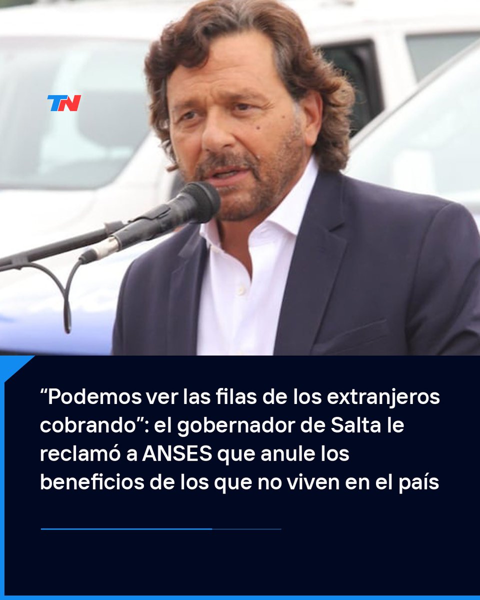 “No hay que olvidar que acá se hace una cuadra y ya se cruzó el país" todonoticias.info/3PL1Jc1

Gustavo Sáenz le exigió a la Anses que haga un relevamiento de cuántos son los extranjeros que no residen en la Argentina pero reciben beneficios, mientras "tenemos jubilados que cobran