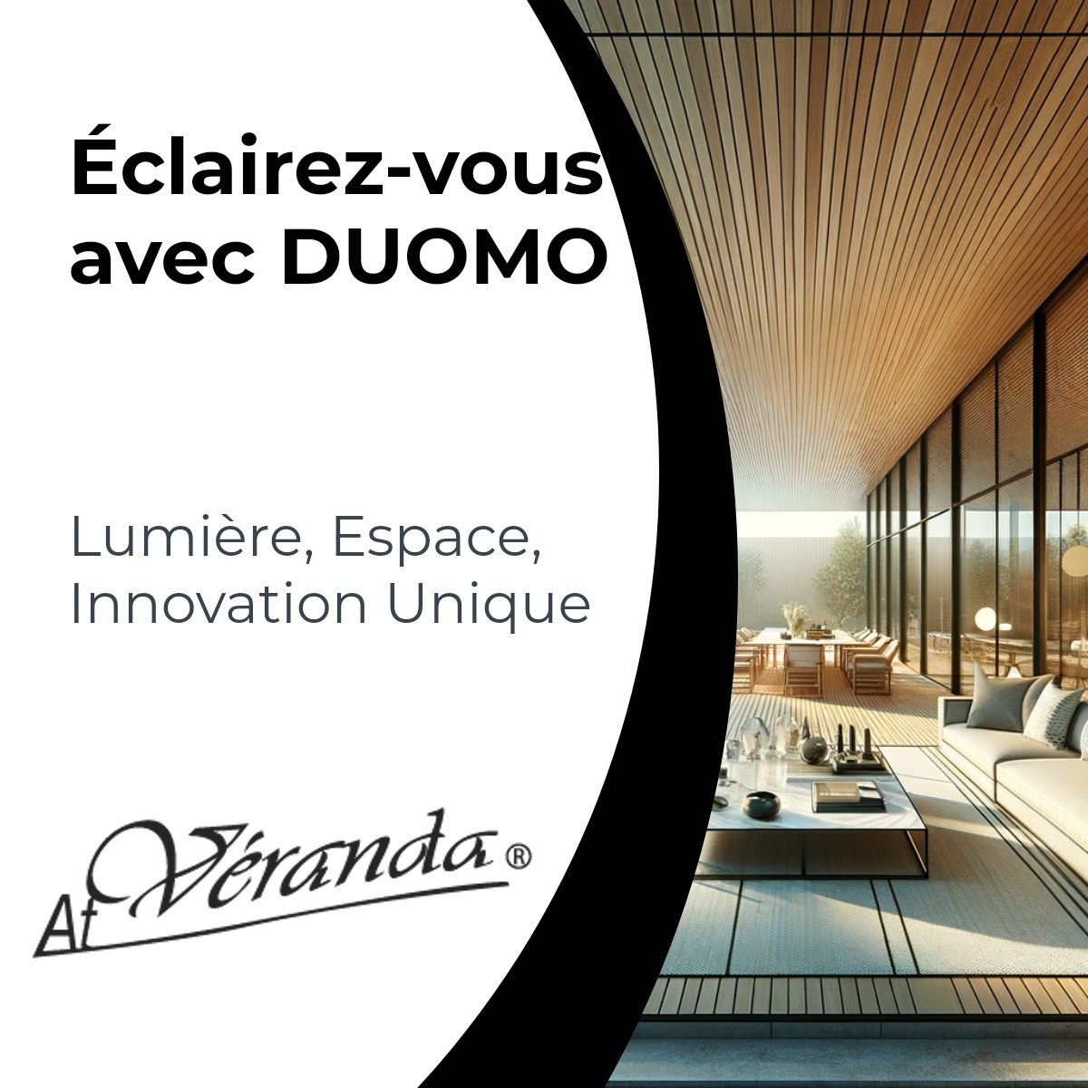 atverandalux's tweet image. Transformez votre espace avec DUOMO by At Véranda ! Innovations et lumière fusionnent pour une harmonie architecturale sur mesure. #ATVéranda #Innovation #Design #SurMesure