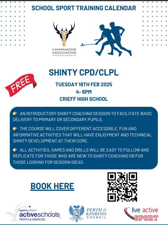 P&K Active Schools (@activeschoolspk) on Twitter photo School Sport Training Calendar
👉Introductory Shinty coaching session to facilitate basic deliver to pupils
🏑Shinty CPD
🗓 Tuesday 18th Feb 2025
⏰ 4:00 - 6PM
📍 Crieff High School, Crieff
💰Free
🖋 Sign up: eventbrite.co.uk/e/pk-school-sp…
<a href="/camanachd/">Shinty</a> <a href="/LiveActive_lal/">Live Active Leisure</a> <a href="/lal_sport/">Live Active Sport</a> School Sport Training Calendar
👉Introductory Shinty coaching session to facilitate basic deliver to pupils
🏑Shinty CPD
🗓 Tuesday 18th Feb 2025
⏰ 4:00 - 6PM
📍 Crieff High School, Crieff
💰Free
🖋 Sign up: eventbrite.co.uk/e/pk-school-sp…
<a href="/camanachd/">Shinty</a> <a href="/LiveActive_lal/">Live Active Leisure</a> <a href="/lal_sport/">Live Active Sport</a>