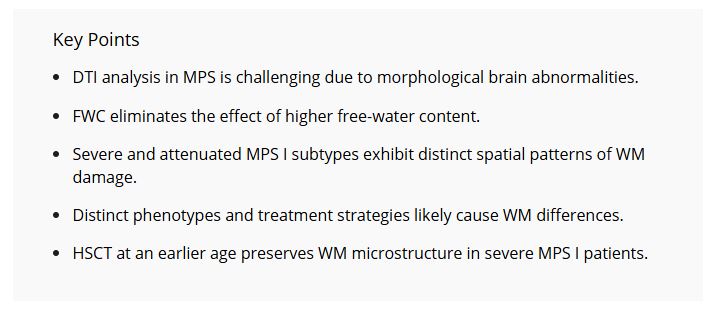 A new publication in the main journal looking at neuroimaging in Mucopolysaccharidosis type I.

doi.org/10.1002/jimd.1…

Diffusion tensor imaging with free-water correction reveals distinctions between severe and attenuated subtypes in Mucopolysaccharidosis type I
