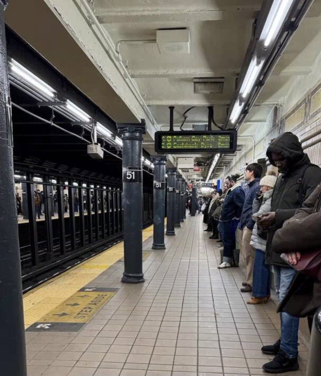 This is the current state of NYC. Everyone stands away from the tracks in fear of being pushed onto them. 

Our leadership has failed us.