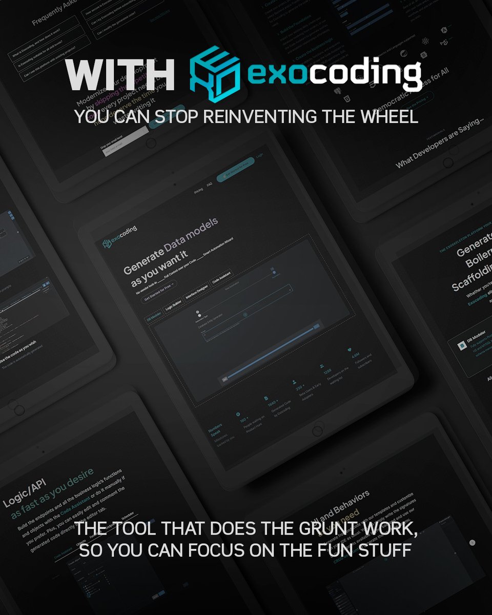 ExoCoding's tweet image. Tired of starting the year with ambitious goals that never quite stick? This year, why not level up your coding game—without drowning in repetitive tasks?

exocoding.com is live! 🚀 It’s your chance to spend less time wrestling with boilerplate and CRUD, and more time…