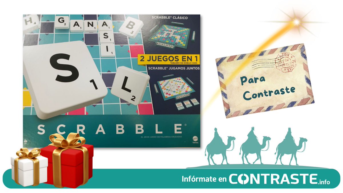 👑 Los Reyes Magos nos han dejado un regalo con una tarjeta: "Para sortear entre los seguidores de Contraste" ¿Cómo ganar este Scrabble? 👇
Dinos el título de una película que nunca falla en tus Navidades. Envía un mensaje privado 🙌
Sorteo mañana a las 13 h.🎄Juega y ¡suerte!
