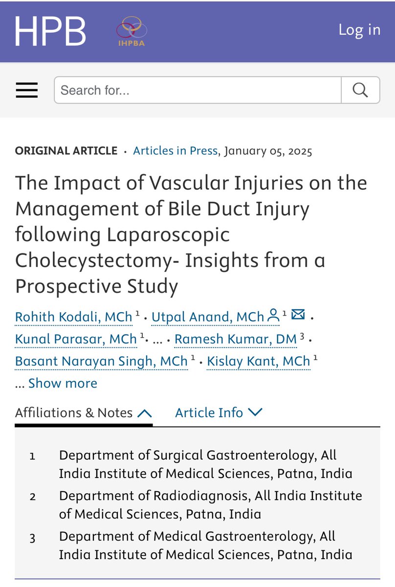 Utpal Anand (@utpalan89896123) on Twitter photo Happy to share our latest research article from AIIMS Patna in HPB journal highlighting issues of associated vascular injuries along with Bile duct injuries during cholecystectomy Happy to share our latest research article from AIIMS Patna in HPB journal highlighting issues of associated vascular injuries along with Bile duct injuries during cholecystectomy