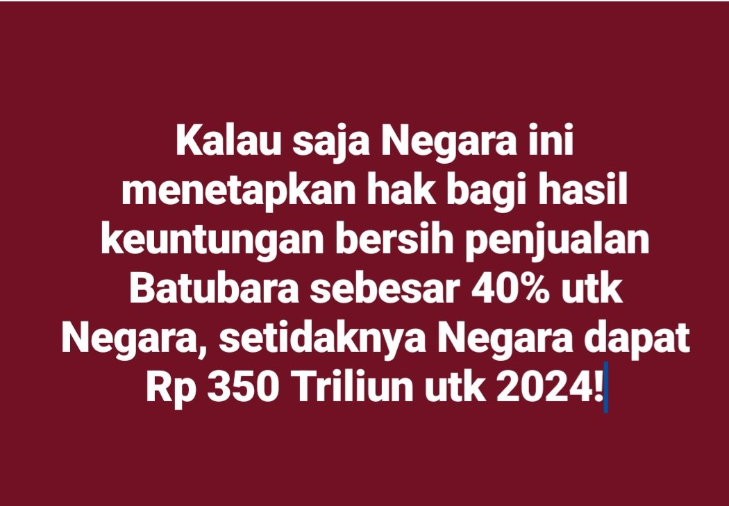 Silahkan check Total Produksi dan Harga Rata-rata per ton Tahun 2024, dan Biaya Produksi per ton batubara.

#ParadoksIndonesia
#LanggarPasal33ayat3UUD1945