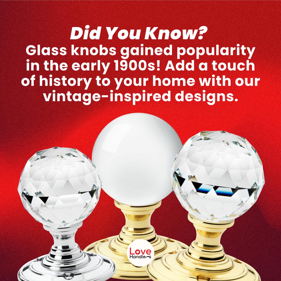 lovehandles_uk's tweet image. Step back in time with glass knobs! ✨ A popular choice since the early 1900s, these vintage-inspired designs bring timeless charm to modern interiors. Add a touch of history to your home today! 🏡💎 #VintageCharm #GlassKnobs #LoveHandlesUK