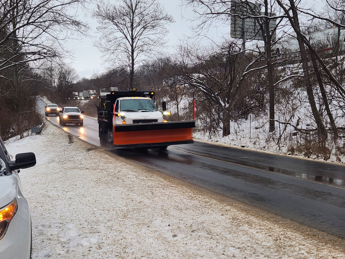 VaDOTSalem's tweet photo. WEATHER UPDATE: Crews like Dublin Area Headquarters in @PulaskiCountyVA are out monitoring roadways for ice &amp; working on secondary &amp; neighborhood streets today in 12-hour shifts. Focus: making secondary roads passable &amp; applying abrasives. Remember - don't crowd the plow! https://t.co/BOVRfWXi6D