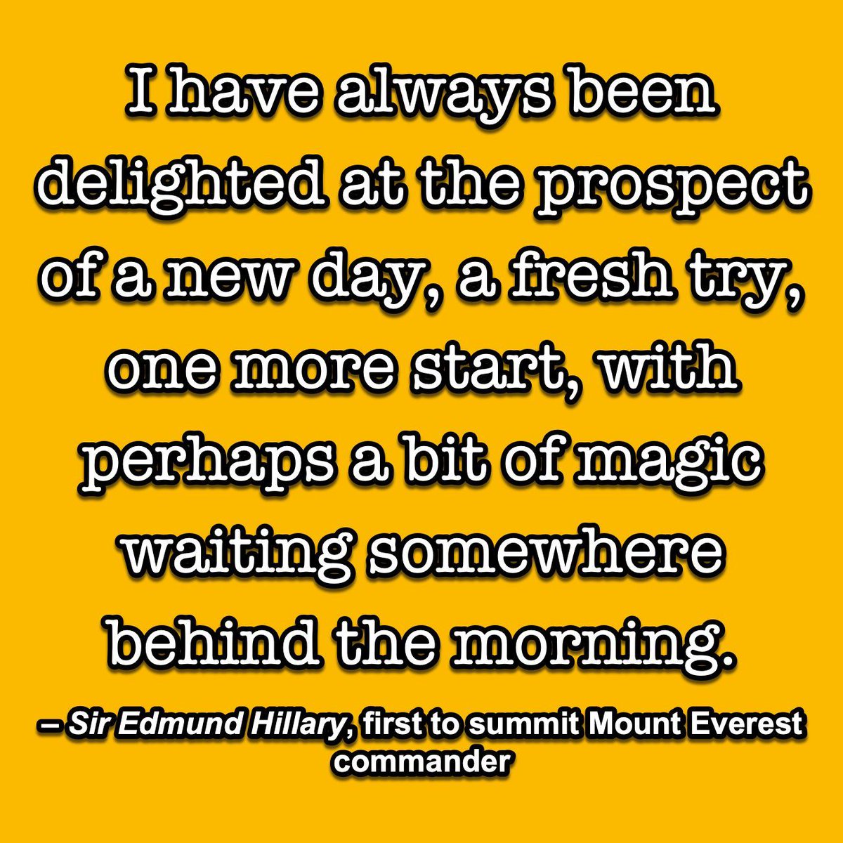 ResetRoam80987's tweet photo. “I have always been delighted at the prospect of a new day, a fresh try, one more start, with perhaps a bit of magic waiting somewhere behind the morning.”
– Sir Edmund Hillary, first to summit Mount Everest
https://t.co/ZSjN9rmrUc
#50by50 #adventure #personalgrowth #resetandroam https://t.co/bao0gUaUNL
