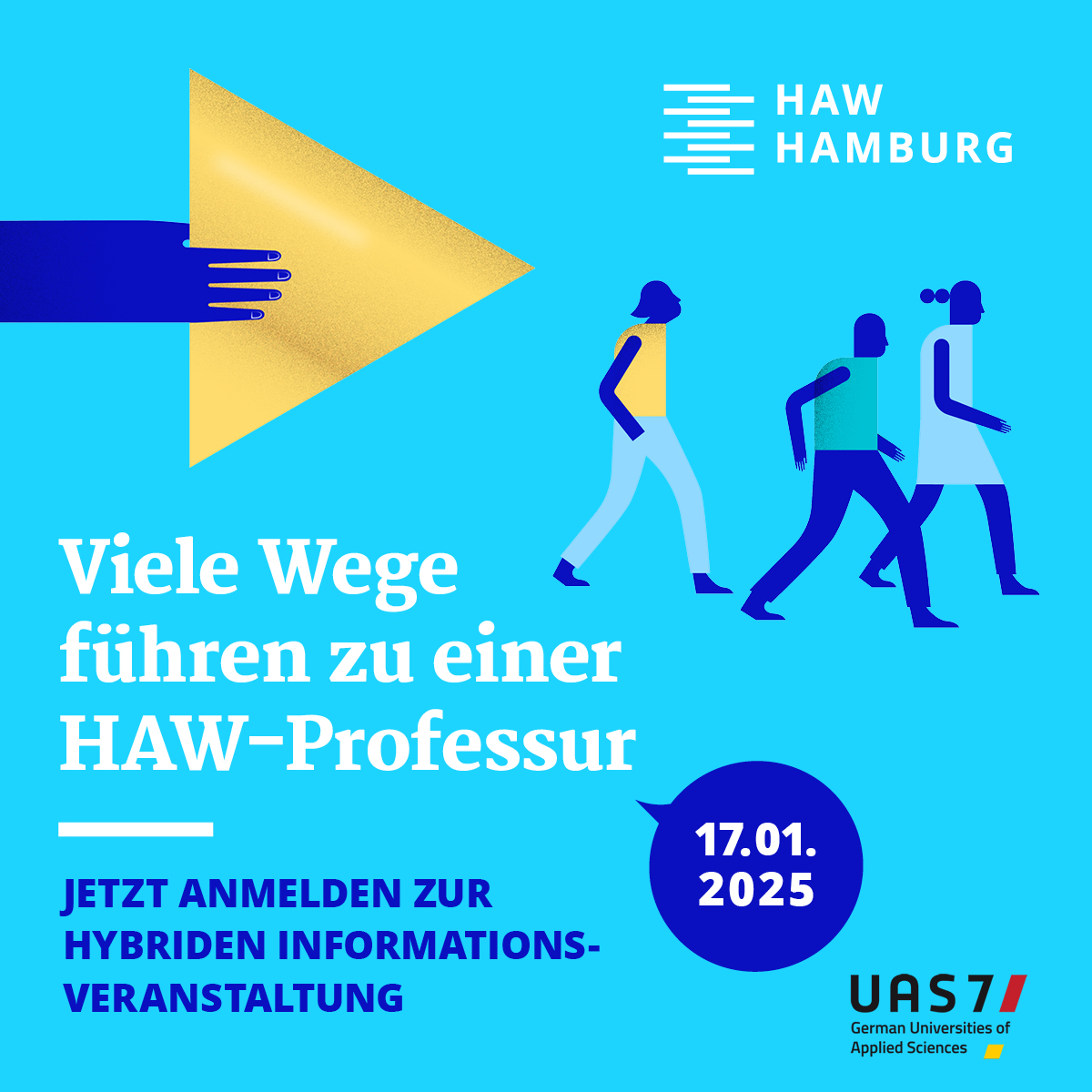 Tüfteln, Tun &amp; Teachen: Geht alles an einer Hochschule für angewandte Wissenschaften (HAW). Wie? Am 17. Januar macht die #UAS7-Roadshow "Karriereweg HAW-Professur" Station an unserer Partnerhochschule HAW Hamburg (vor Ort + virtuell). Infos hier: tinyurl.com/3nn527x5