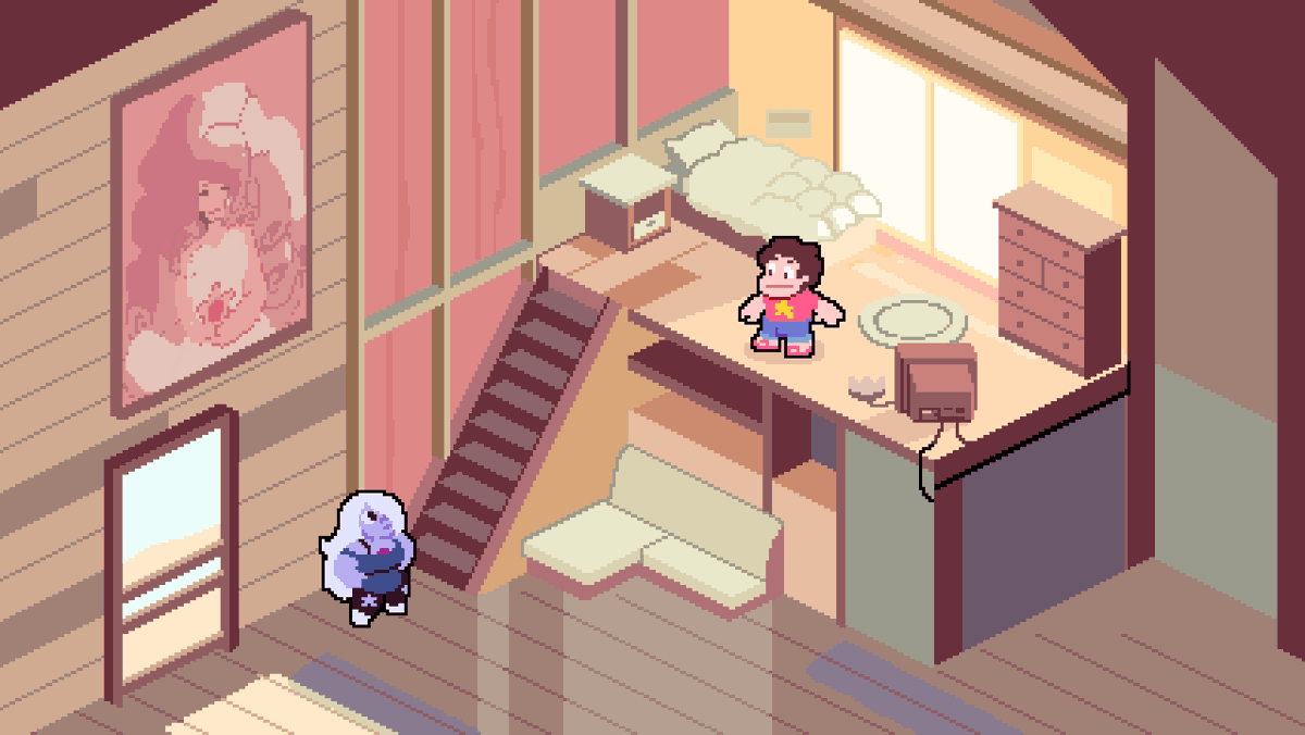 That one time I made mockups for an official Steven Universe rpg, then the proposal didn't go through :)   

R. Sugar didn't want a pixelart art direction for SU, and I understand them perfectly, the show has such a strong hand-drawn legacy.