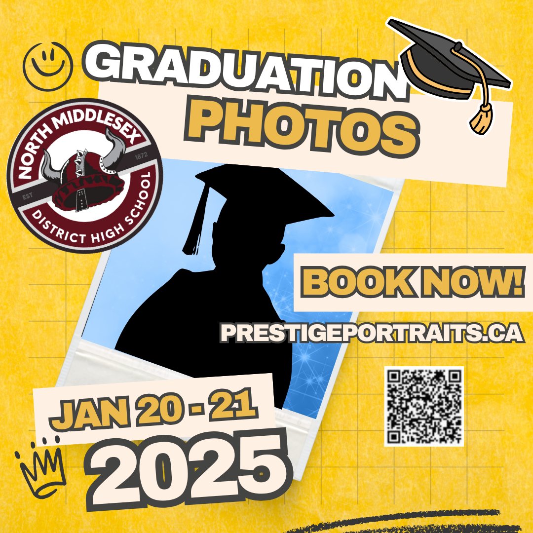 Graduation photos are happening soon! January 20-21 - you must book an appointment by visiting prestigeportraits.ca.