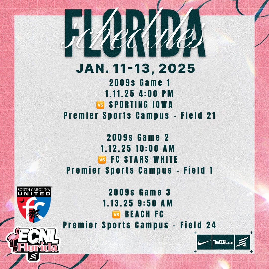 Tomasz Kluszczynski ๐ต๐ฑ/๐บ๐ธ (@tikitakaklu) on Twitter photo Our <a href="/SCUnited_FC/">SC United FC</a> <a href="/ECNLgirls/">ECNL Girls</a> are ๐๐จ to FL events this upcoming weekend as our 2006/07s, 2008s & 2009s ECNL teams compete in the ECNL event in Lakewood Ranch โผ๏ธ
Excited to see the kids compete and represent our Badge in front of college coachesโผ๏ธ
There is a lot of talent to Our <a href="/SCUnited_FC/">SC United FC</a> <a href="/ECNLgirls/">ECNL Girls</a> are ๐๐จ to FL events this upcoming weekend as our 2006/07s, 2008s & 2009s ECNL teams compete in the ECNL event in Lakewood Ranch โผ๏ธ
Excited to see the kids compete and represent our Badge in front of college coachesโผ๏ธ
There is a lot of talent to