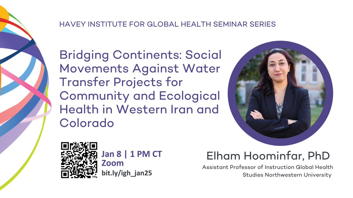UChicago CGH (@uofc_cgh) on Twitter photo Tomorrow, January 8th, the <a href="/FSMGlobalHealth/">Havey Institute for Global Health</a> will host a virtual IGH Seminar, "Bridging Continents: Social Movements Against Water Transfer Projects for Community and Ecological Health in Western Iran and Colorado," presented by Dr. Elham Homminfar. Scan the QR code to register: Tomorrow, January 8th, the <a href="/FSMGlobalHealth/">Havey Institute for Global Health</a> will host a virtual IGH Seminar, "Bridging Continents: Social Movements Against Water Transfer Projects for Community and Ecological Health in Western Iran and Colorado," presented by Dr. Elham Homminfar. Scan the QR code to register: