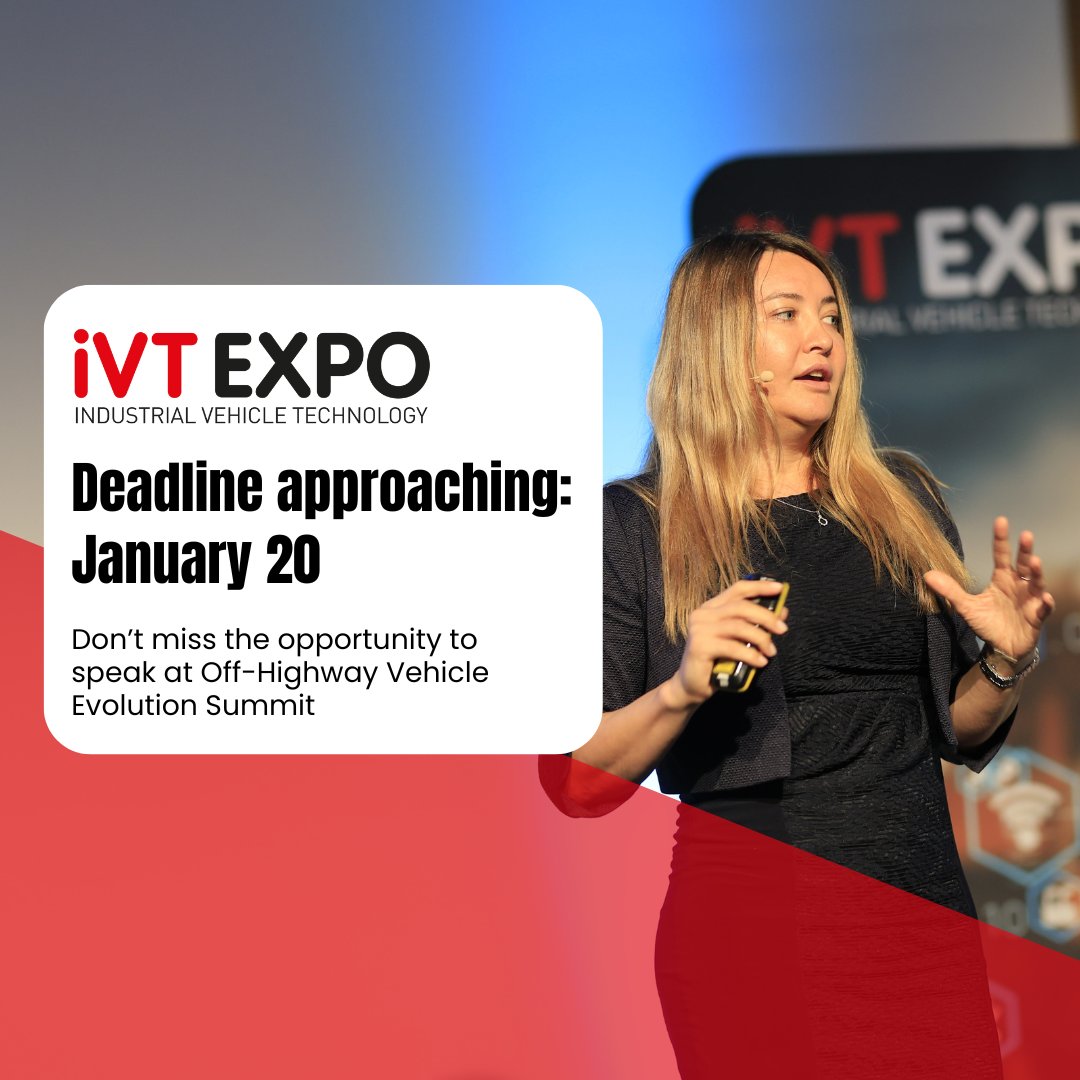 📢 DEADLINE ALERT 📢

Call for speakers closes 20 Jan!

Be part of the Off-Highway Evolution Summit on June 11-12, 2025, Messe Cologne.

🎯 Theme: Pioneering Resilience in Sustainable, Autonomous, &amp; Intelligent Solutions.

Submit your proposal now! 👉 bit.ly/3Ozd1PD
