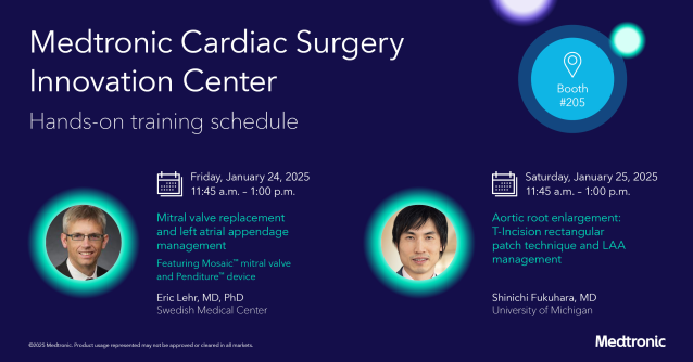 Medtronic Cardiac Surgery is offering two hands-on wet lab sessions during STS! Join us and our outstanding faculty at booth #205 to get hands-on experience. See the full Medtronic schedule of events: secure.medtronicinteract.com/sts2025 #MedtronicEmployee