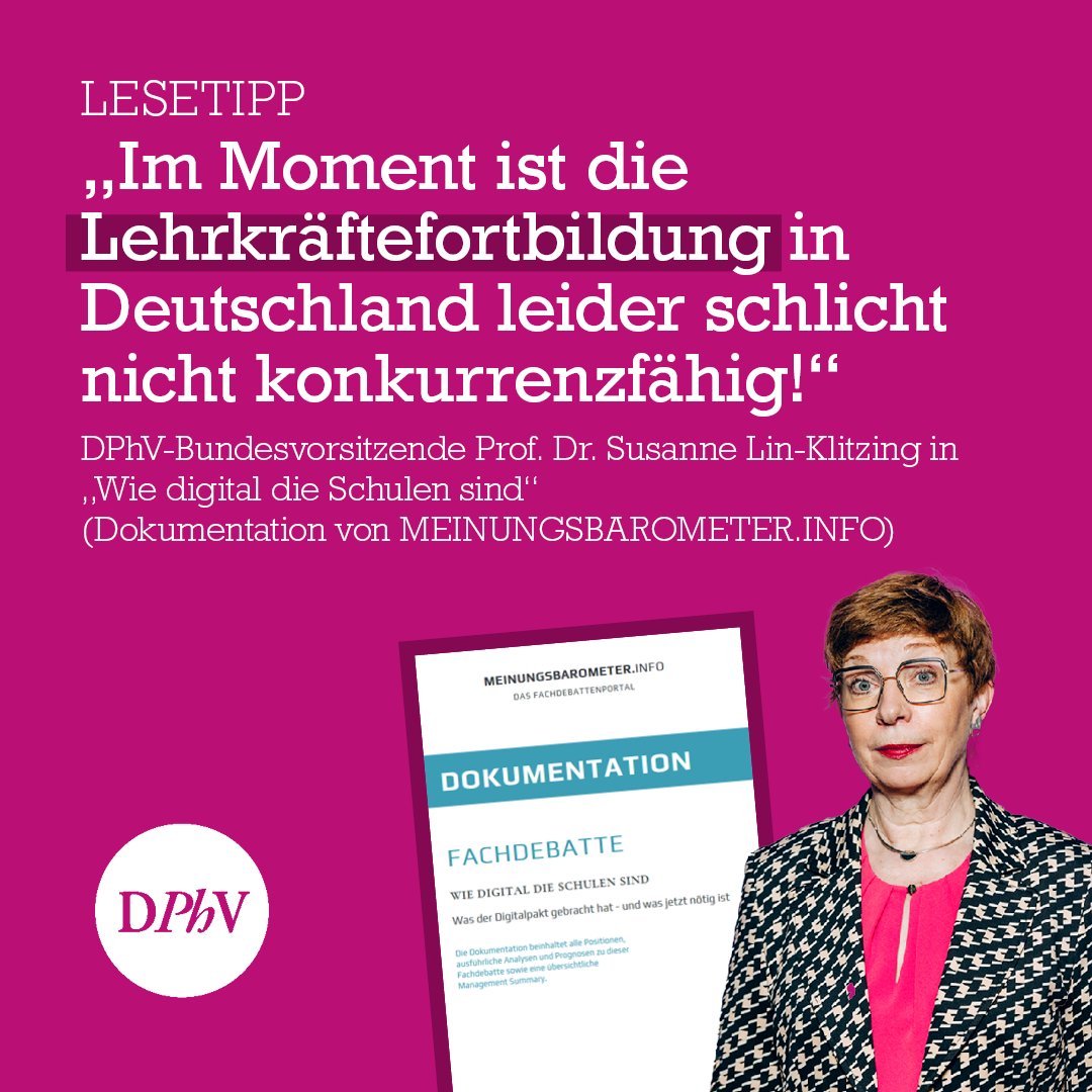 Deutscher Philologenverband (@dphv) on Twitter photo Lesenswert! Die Dokumentation „Wie digital die Schulen sind“ versammelt viel Expertise zum Thema. U.a. ein Interview mit <a href="/LinSusanne/">Susanne Lin-Klitzing</a> und ihrer Forderung nach der Fortsetzung der Qualitätsoffensive Lehrerbildung. <a href="/Fachdebatten/">Meinungsbarometer.info_Redaktion</a>
meinungsbarometer.info/dokumentatione… Lesenswert! Die Dokumentation „Wie digital die Schulen sind“ versammelt viel Expertise zum Thema. U.a. ein Interview mit <a href="/LinSusanne/">Susanne Lin-Klitzing</a> und ihrer Forderung nach der Fortsetzung der Qualitätsoffensive Lehrerbildung. <a href="/Fachdebatten/">Meinungsbarometer.info_Redaktion</a>
meinungsbarometer.info/dokumentatione…