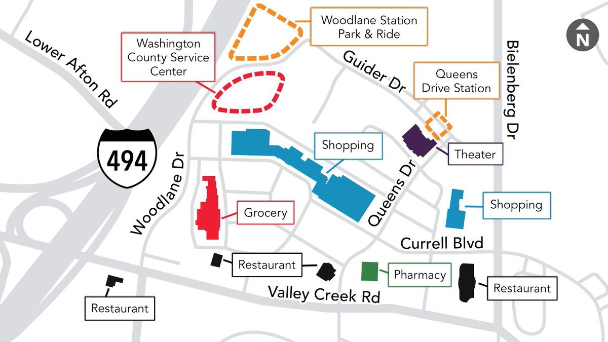 The Woodlane Station Park and Ride will include a spacious parking garage and is conveniently located near a shopping and entertainment center. All METRO Gold Line station shelters will provide comfortable waiting space and a variety of amenities.