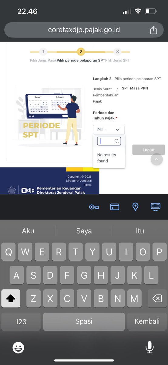 ariennolin's tweet photo. @kring_pajak kenapa tidak bisa pilih periode pajaknya? Sy coba dari hp dan web tidak ada pilihan yg bisa di klik https://t.co/l7mfoa2M46