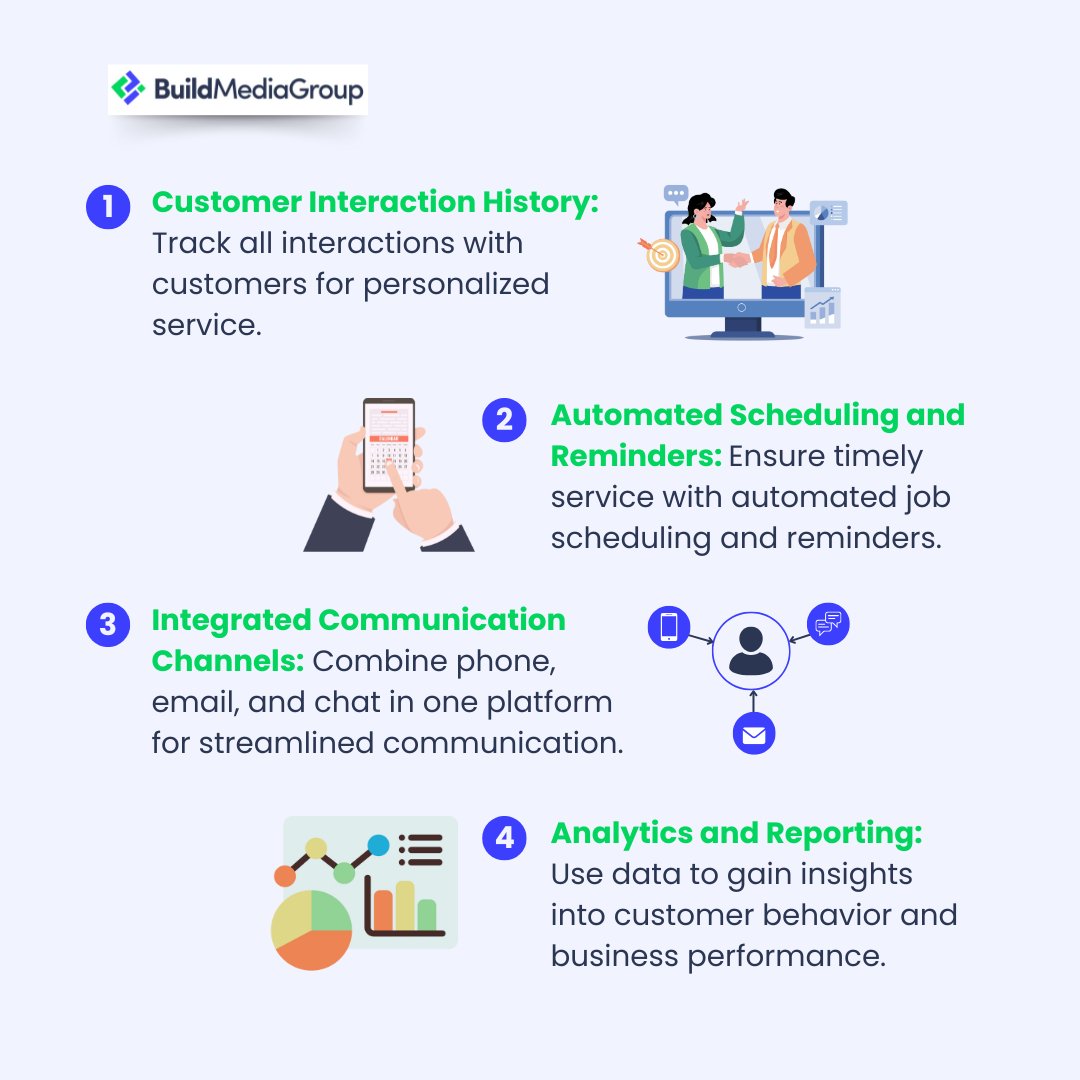 BuildMediaGrp's tweet image. 🚀 Ready to boost your home services business? Your CRM is the key! These 4 features can transform how you track, analyze, and grow. Dive in and see if your CRM makes the cut! 💡
#CRMForSuccess #HomeServiceTools #StreamlineOperations #CustomerServiceWins #BusinessEfficiency #BMG