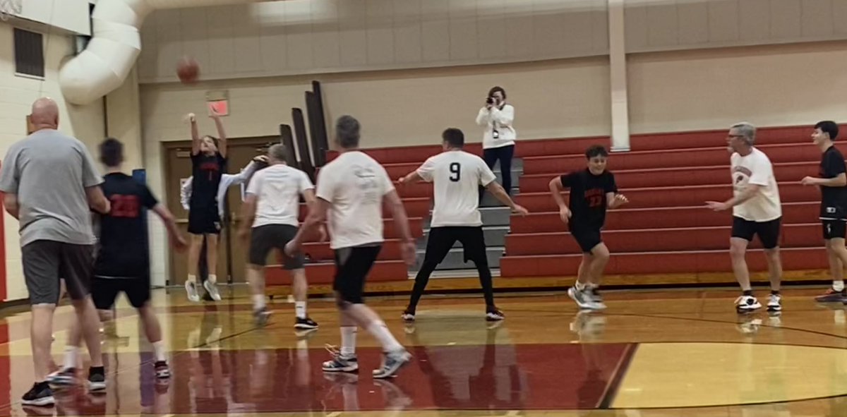 Staff vs. Students basketball game yesterday vs. the <a href="/Bendist25/">Benjamin District 25</a> Varsity Boys team. Staff used their height and experience to beat the youth and skill of our student team! #bengalpride