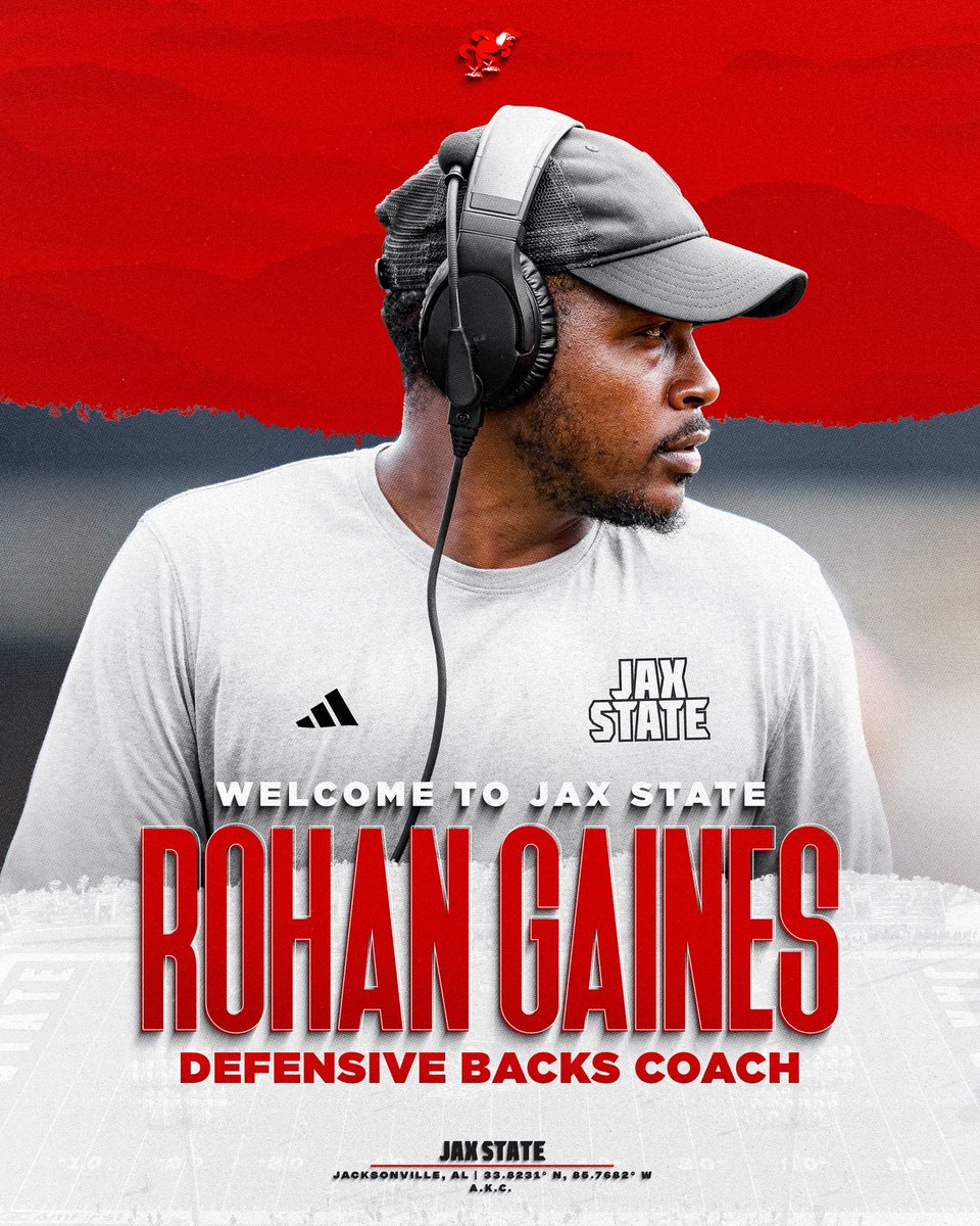 Welcome to Jax State, Defensive Backs Coach, Rohan Gaines‼️

📰 &gt;&gt;&gt;&gt; jaxstatesports.com/news/2025/1/7/…