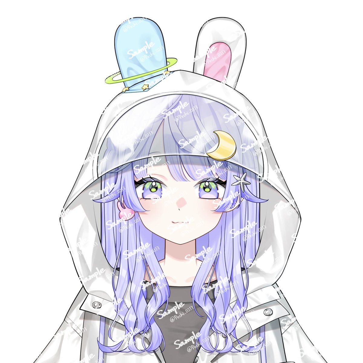 「宇宙うさぎちゃんですLive2D用パーツ分けイラストですセットすべて仕上がったら」|ぺっちーのイラスト