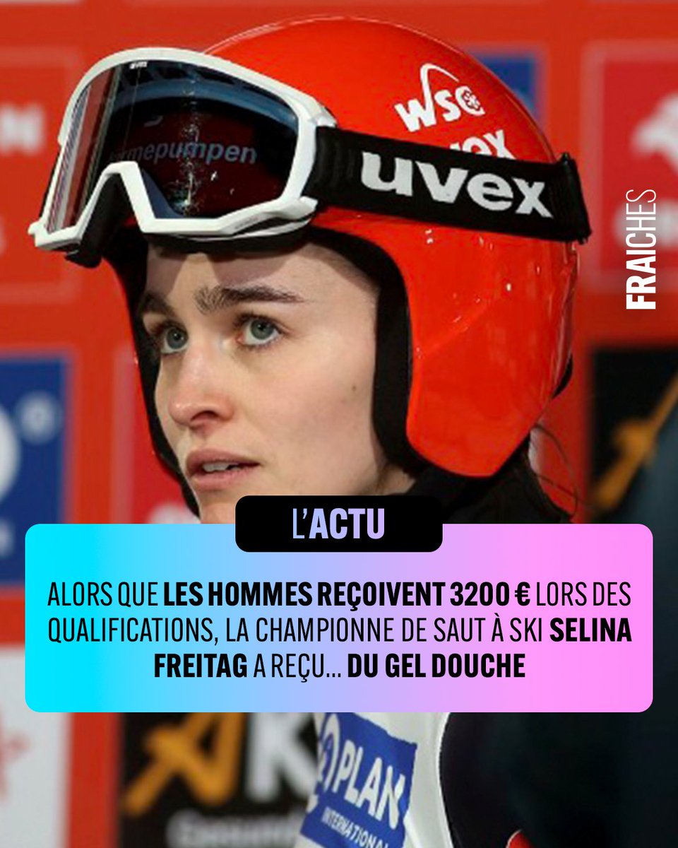 Du shampoing, du gel douche et des serviettes de bain… C’est tout ce qu’a reçu la sauteuse à ski Selina Freitag après avoir remporté les qualifications du Two Nights Tour en Allemagne. Une récompense dérisoire en comparaison de celles attribuées à ses homologues masculins