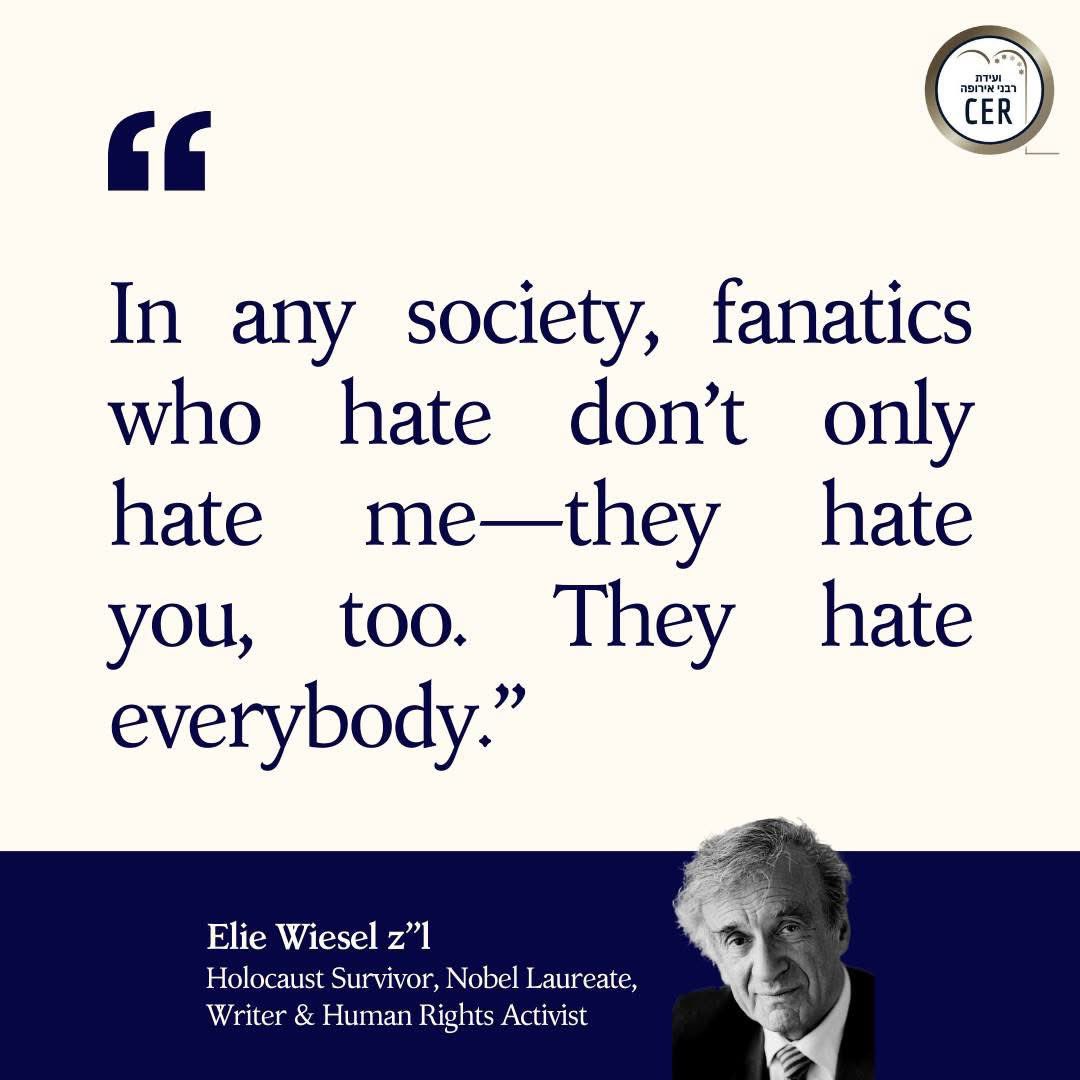 Elie Wiesel’s words remind us that hatred knows no boundaries and affects us all. 

Together, we must stand against it and foster a world of understanding and compassion.

#NeverAgain #NeverAgainIsNow #Quote #Society #Tolerance