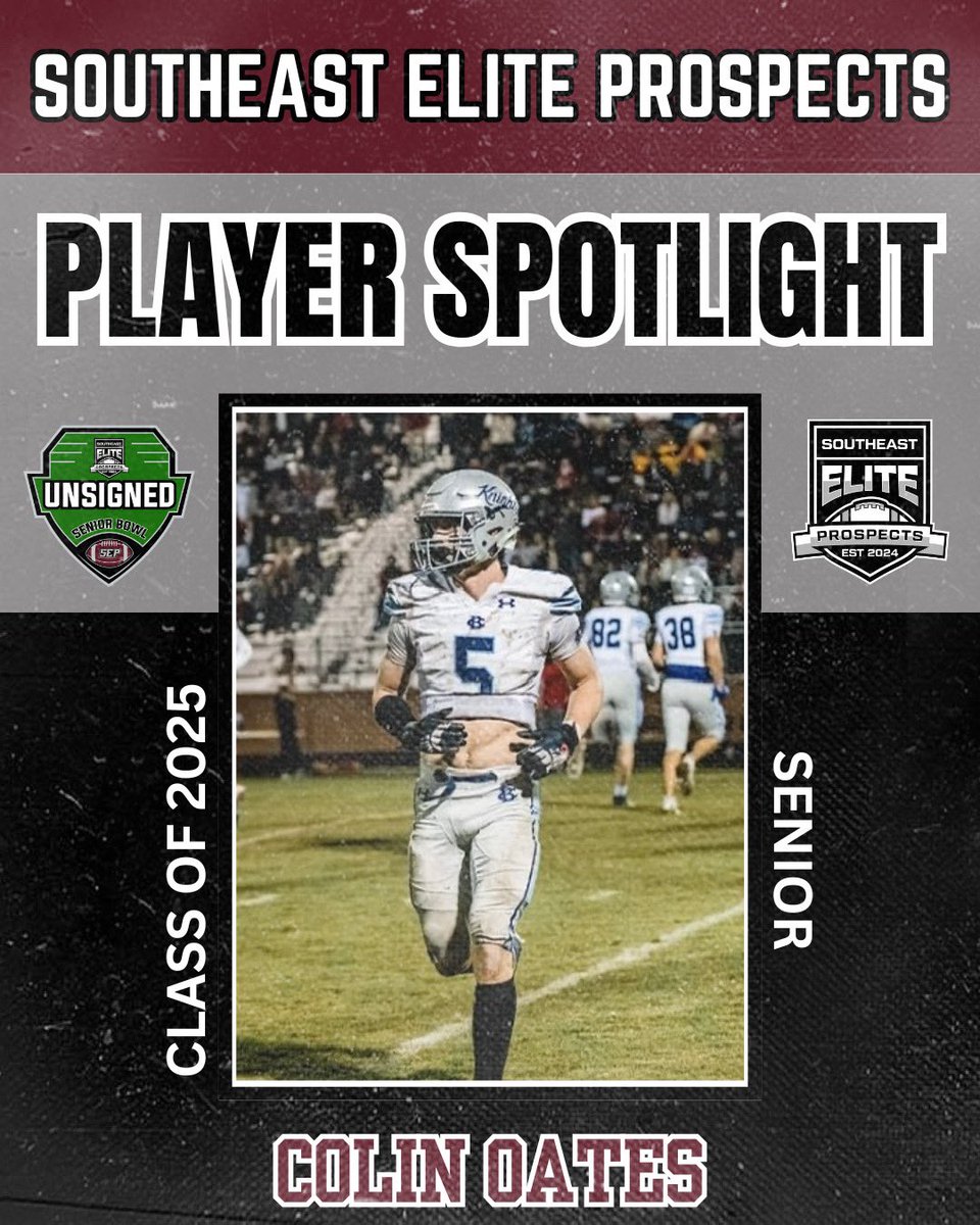 Southeast Elite Prospects (@southeastelite_) on Twitter photo 🗣️ COLLEGE COACHES
Take a look at this UNCOMMITTED SENIOR of the Class of 2025!
👤 Colin Oates
📲 <a href="/colin_oates2025/">Colin Oates</a>
Position: DE
Film: hudl.com/v/2Pg4ma
He will play in our UNSIGNED SENIOR BOWL!
🏈 Practices: 1/25/25
🏟️ GAMEDAY: 1/26/25 at 1 PM 🗣️ COLLEGE COACHES
Take a look at this UNCOMMITTED SENIOR of the Class of 2025!
👤 Colin Oates
📲 <a href="/colin_oates2025/">Colin Oates</a>
Position: DE
Film: hudl.com/v/2Pg4ma
He will play in our UNSIGNED SENIOR BOWL!
🏈 Practices: 1/25/25
🏟️ GAMEDAY: 1/26/25 at 1 PM