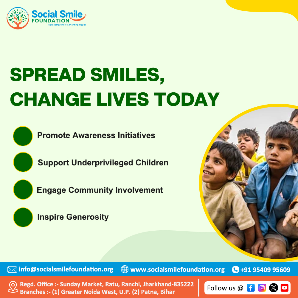 📷 Support a Child’s Education, Transform a Life! 📷

Millions of children around the world dream of going to school but face obstacles like poverty, lack of resources, and limited access to quality education. At Social Smile Foundation, we are on a mission to change that! 📷