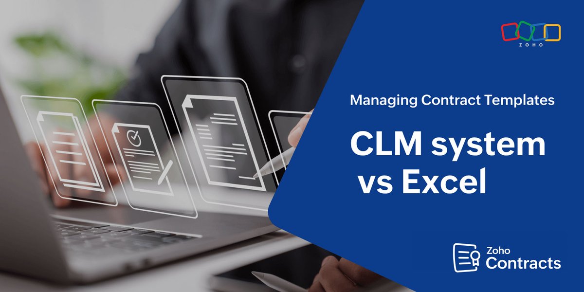ZohoContracts's tweet image. Discover the advantages of managing your contract templates with a CLM system instead of Excel. See how it can enhance efficiency and drive better outcomes for your organization.
zoho.com/contracts/impa…
#ContractManagement #ContractTemplates