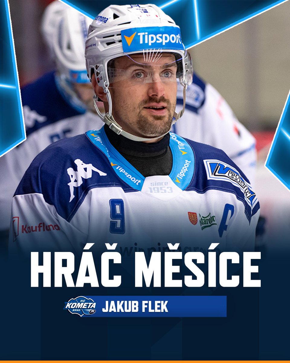 Jakub Flek zapsal v prosinci 4️⃣+8️⃣ a byl vyhlášen nejlepším hráčem posledního měsíce roku 2024! 🔥

📸 Jakub Knap

#TELH | #hractelh | <a href="/HCKometa/">HC Kometa Brno</a>