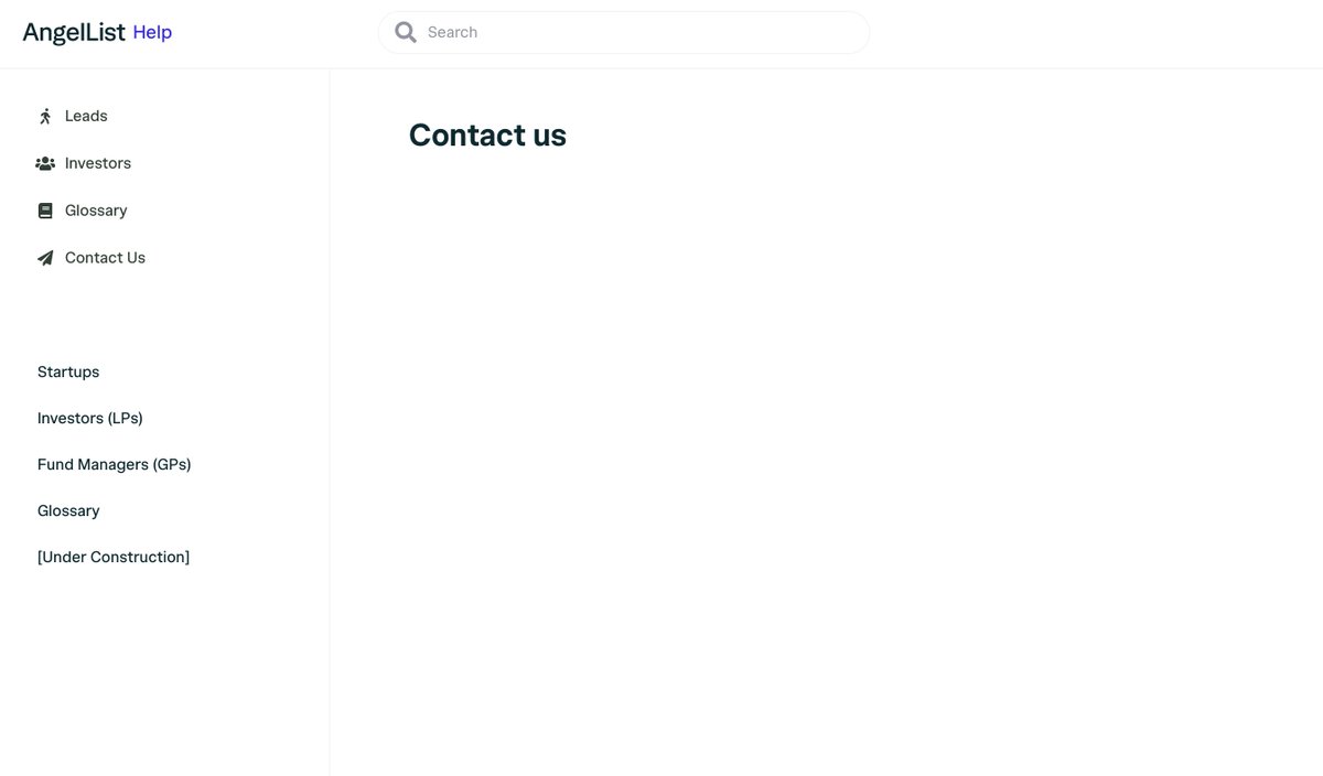 Hey <a href="/AngelList/">AngelList</a> your Contact us page has no content... How can I get in touch with the Support?