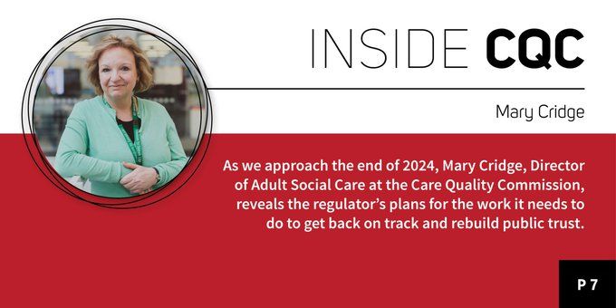 CQCProf (@cqcprof) on Twitter photo As we approach the end of 2024, Mary Cridge, Director of Adult Social Care, writes in
<a href="/cmm_magazine/">CMM Magazine đź’š</a>
about our plans for the work we're doing to get back on track and rebuild trust. buff.ly/3DaYyad As we approach the end of 2024, Mary Cridge, Director of Adult Social Care, writes in
<a href="/cmm_magazine/">CMM Magazine đź’š</a>
about our plans for the work we're doing to get back on track and rebuild trust. buff.ly/3DaYyad