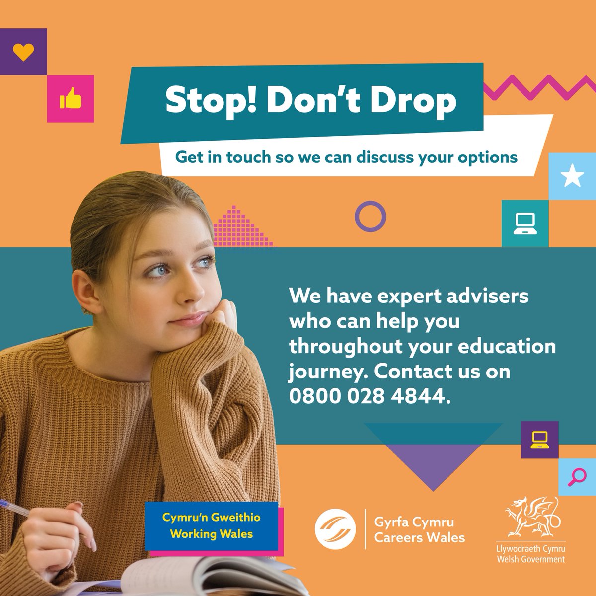 CareersWales's tweet photo. Teachers! If your pupils are unsure about their course in sixth form or college, our advisers can help explore options and support their decision-making. Let them know they’re not alone. 😊
https://t.co/iR0pV5y3vj
#StopDontDrop https://t.co/3zvD0RNWEr