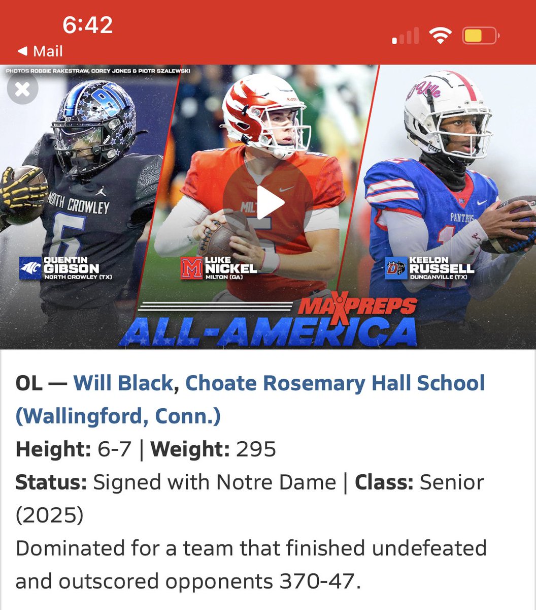 jeff siegel (@siegeljeff) on Twitter photo Congrats <a href="/Will_Black60/">Will Black</a> for the recognition. Great things ahead - can’t wait to watch your continued success.. <a href="/CRHFootball/">Choate Rosemary Hall Football 🐗</a> Congrats <a href="/Will_Black60/">Will Black</a> for the recognition. Great things ahead - can’t wait to watch your continued success.. <a href="/CRHFootball/">Choate Rosemary Hall Football 🐗</a>