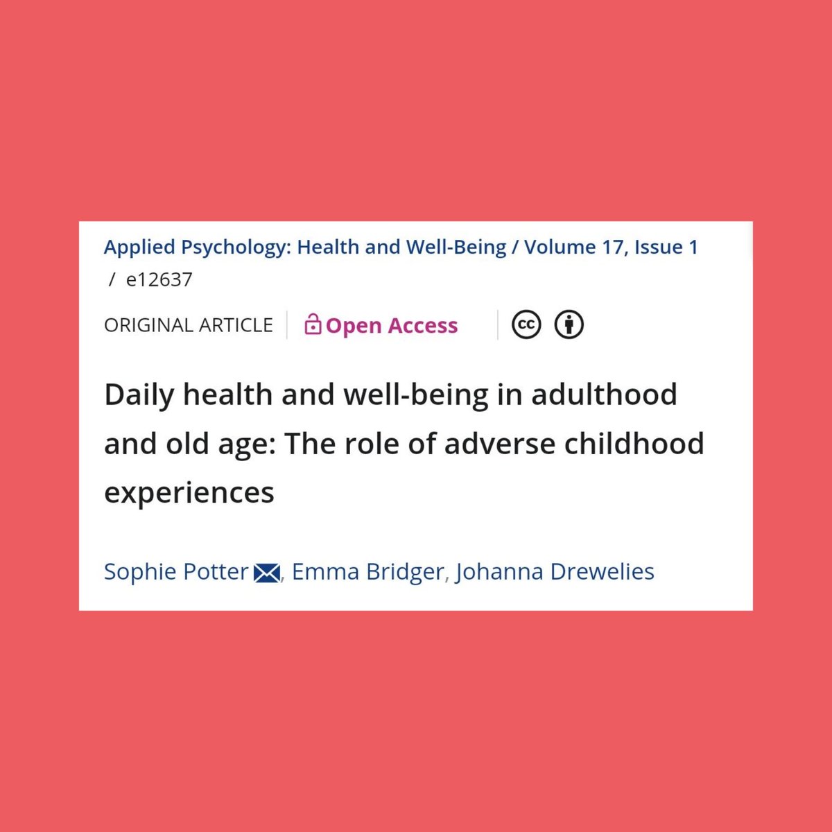 New paper out, exploring the role of child adversity for our everyday experience of health &amp; well-being  👇
iaap-journals.onlinelibrary.wiley.com/doi/10.1111/ap…