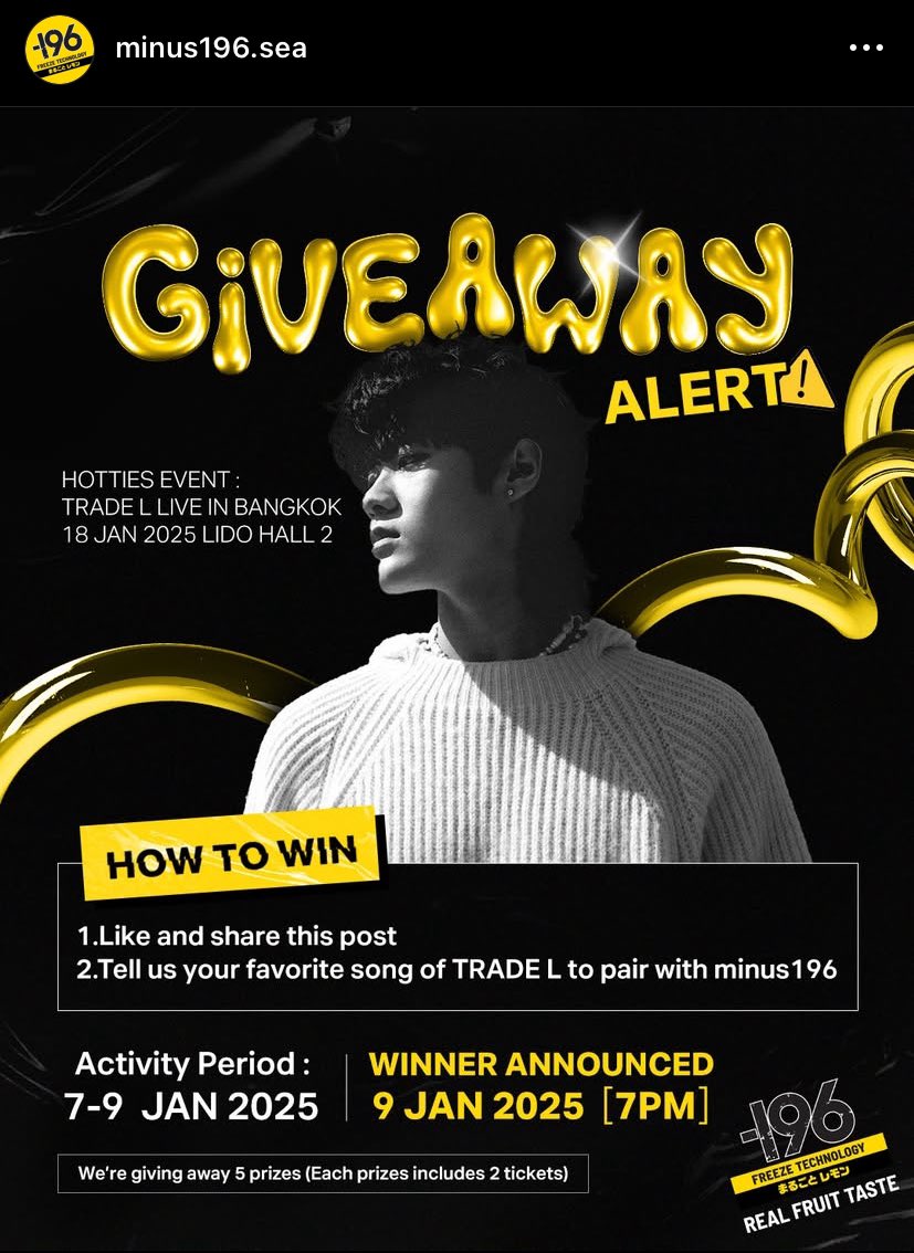 hottiespartybkk's tweet photo. ตอนนี้ -196 มีกิจกรรมลุ้นรับบัตรTrade L ทั้งใน ig และ facebook บัตร GA 5 รางวัล รางวัลละ 2 ใบ ไปเล่นกันนน 🥳
และยังสามารถซื้อบัตร GA 2000 ได้อยู่นะคะ ที่
💥 https://t.co/gCBlv4JvEN
#hottiespartybkk #hottieseventbkk #hottiesxTRADELliveinBangkok #minus196 https://t.co/PIgMBHOTDI