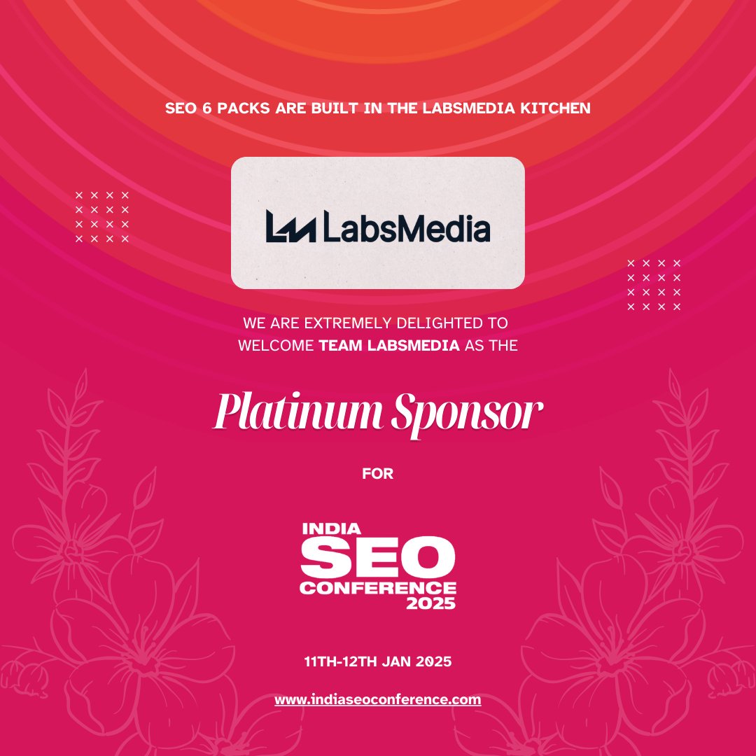 Happy to welcome Team Labs Media as the Platinum Sponsor for the India SEO Conference 2025! Don’t miss it!
#IndiaSEOConference2025 #SEOCommunity #SearchMarketing #LearnSEO #GrowWithSEO #ISC2025 #VibeofIndianSEO #DigitalMarketing #SearchEngineOptimization