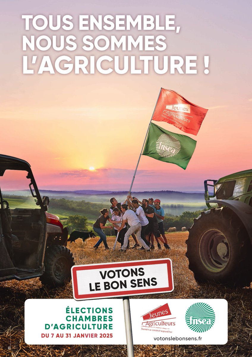 🚜🗳️ #JeunesAgriculteurs et <a href="/FNSEA/">La FNSEA</a> en campagne✊ | Les réseaux FNSEA et JA se mobilisent partout en France pour les élections Chambres d'agriculture.
✊🚜Tous ensemble, nous sommes l'#agriculture !
🔗votonslebonsens.fr 🔗