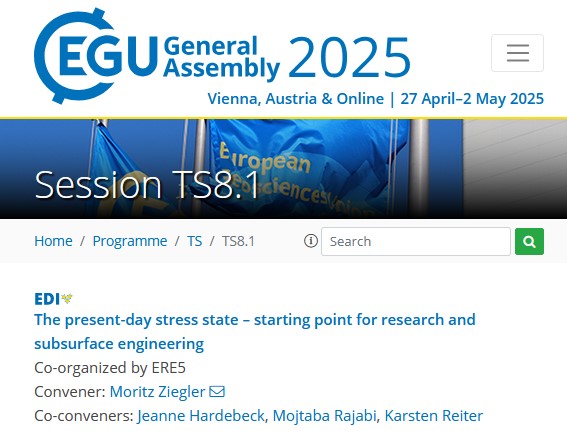 Passionate about geomechanics? 
There’s still time to submit your abstract in our #EGU2025 session: “The Present-Day Stress State – Starting Point for Research and Subsurface Engineering”. 
Share your work on this global stage!
Deadline: 15 January: meetingorganizer.copernicus.org/EGU25/session/…
