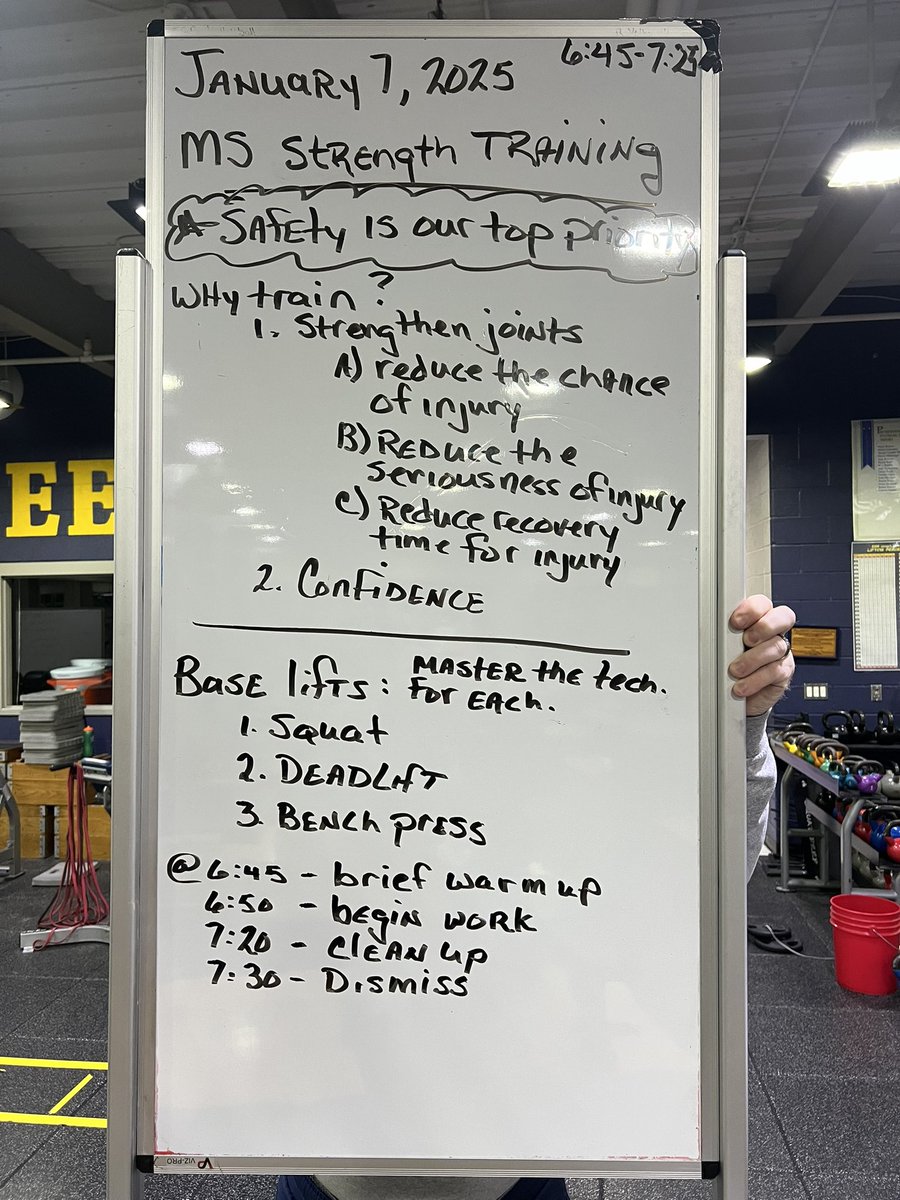 Morning #1 of Middle School weights! Coach Stickney going over the basics. Excited to work with this group over the course of the next 5 months! #LTT