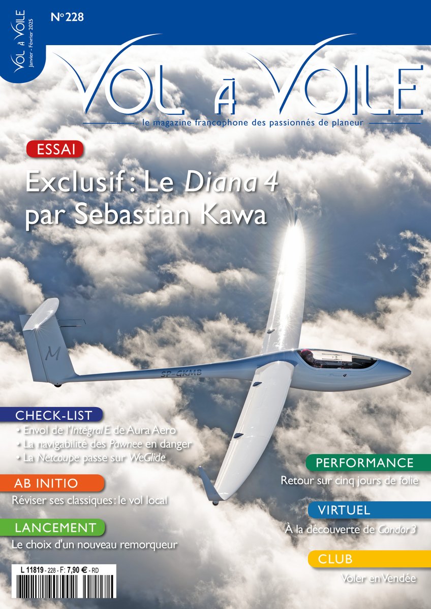 Le N° 228 (janvier-février 2025) est disponible en kiosque ou en ligne (revuevolavoile.fr/abonnement/) avec en primeur une présentation du Diana 4 par Sebastian Kawa
<a href="/FFVolenPlaneur/">FFVP</a>
<a href="/CNVV_SAINTAUBAN/">CNVV_SaintAuban</a>
<a href="/CNVVsthubert/">CNVV</a>
<a href="/AeroclubFrance/">Aéro-Club de France</a>
<a href="/AeCS01/">Aeroclub der Schweiz</a>
<a href="/canglide/">Soaring Assoc Canada</a>