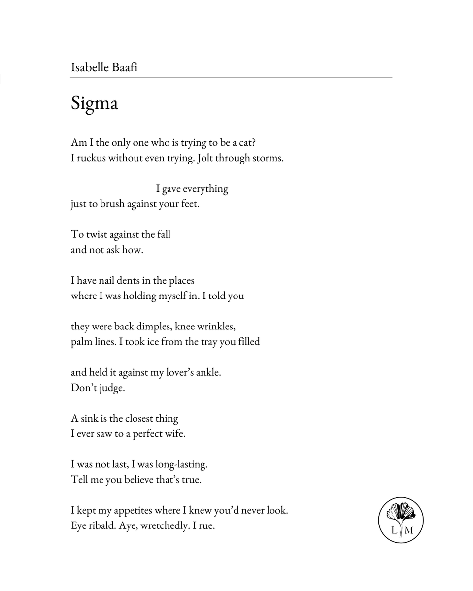 'Sigma', a poem by Isabelle Baafi, from our December / January issue.

Order your copy here: thelondonmagazine.org/product/curren…