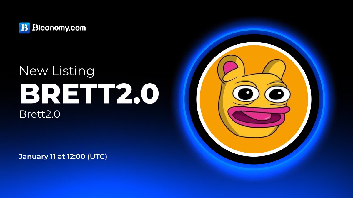 🚀NEW LISTING🔥 Brett2.0

#Biconomy will list <a href="/BRETT2_CTO/">BRETT 2.0</a> and open trading for the #Brett2.0 / #USDT trading pair at 12:00 on January 11, 2025 (UTC)🔥

🗓️Open deposit and withdrawal time: 12:00 on January 11, 2025 (UTC)

About Brett2.0：
"The only 2.0 narrative to thrive on Base.